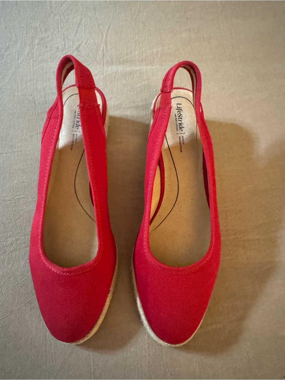 LifeStride Kayden Red Canvas Slingback Espadrille WedgeSize 8.5